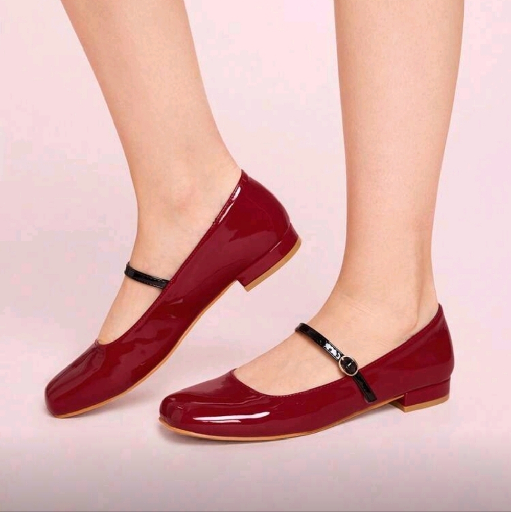 Red Patent Mary Jane Flats Size 9.5